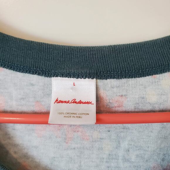 Hanna Andersson Womens Floral Print Long Sleeve Top Size large Green Organic - Picture 3 of 3